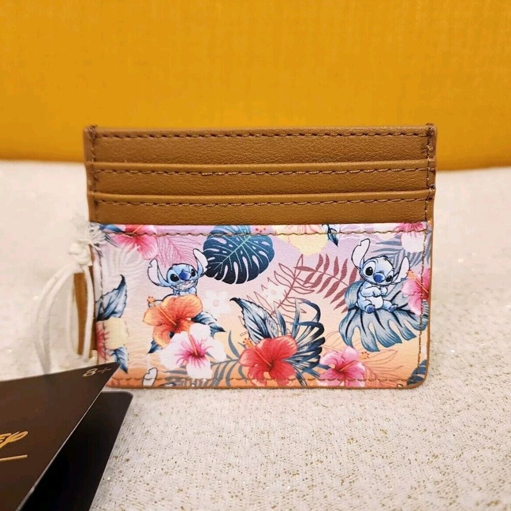 Loungefly Disney Lilo and Stitch Tropical Sunset Floral Cardholder Wallet NEW